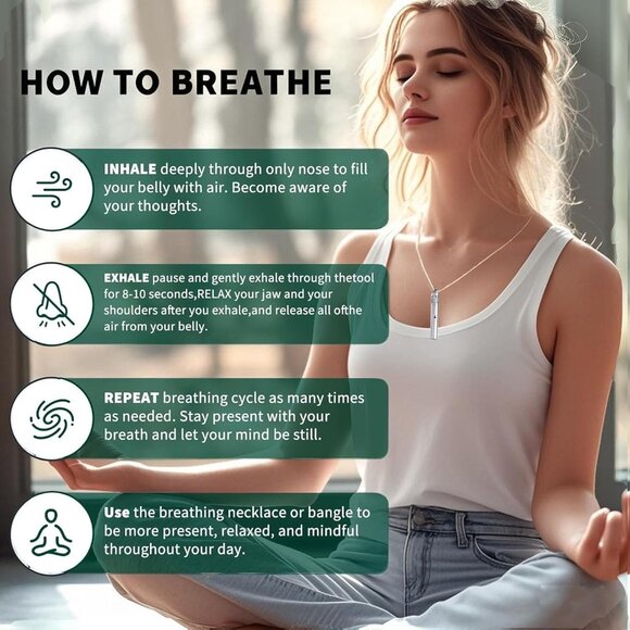 Rose Gold Stainless Steel 3-in-1 Mindfulness Necklace with Diffuser, Mediation, - Picture 4 of 6